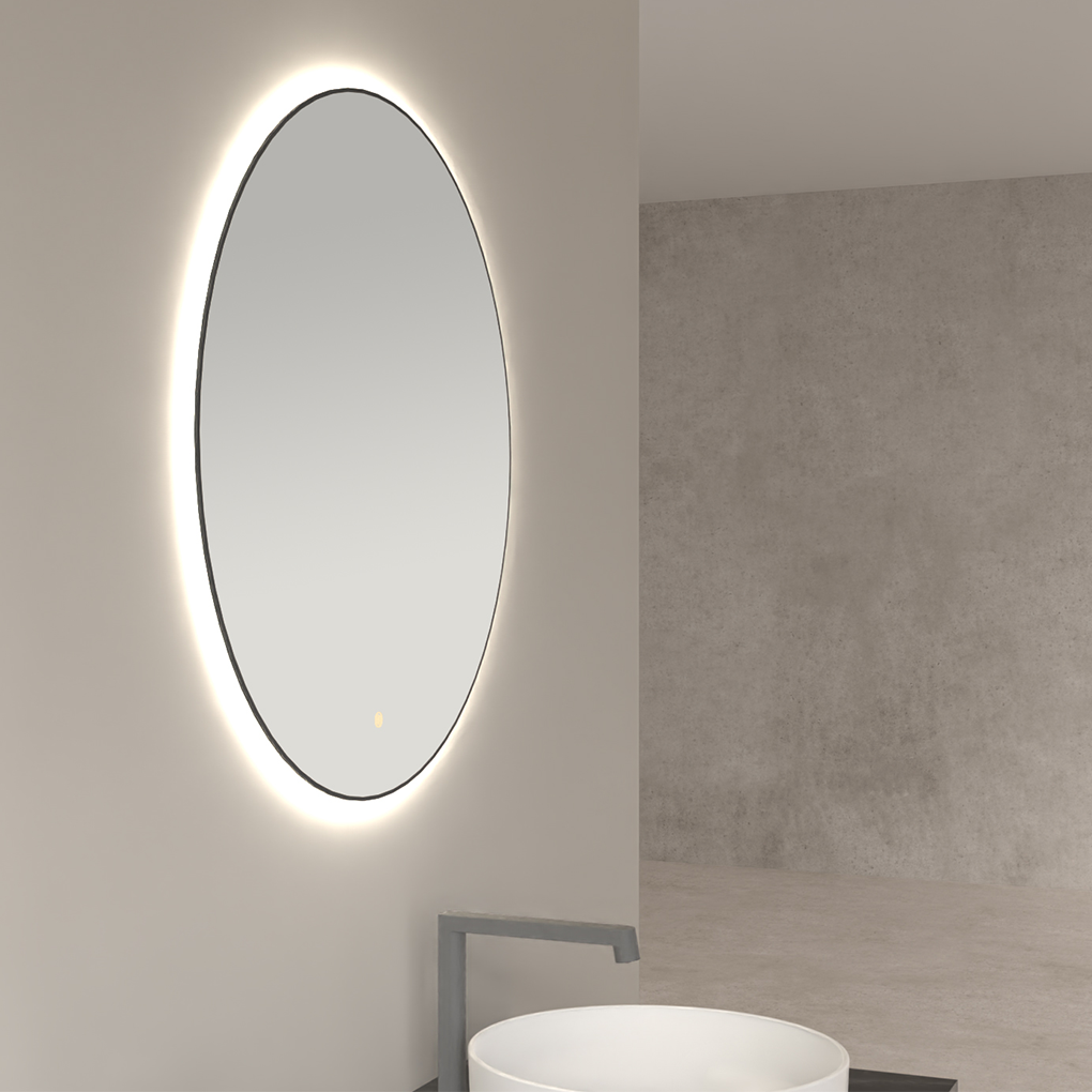 Wiesbaden Novi Spiegel Rond Zwart met Led Verlichting
